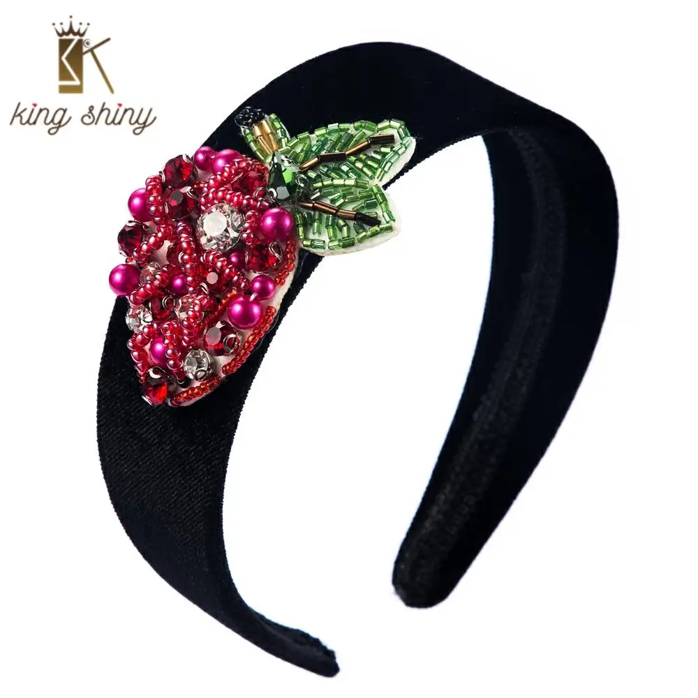 

Charm Baqorue Crystal Simulated Pearl Headband Elegant Creative Apple Cherry Grape Strawberry Hair Band Woman Party Tiara Bezel