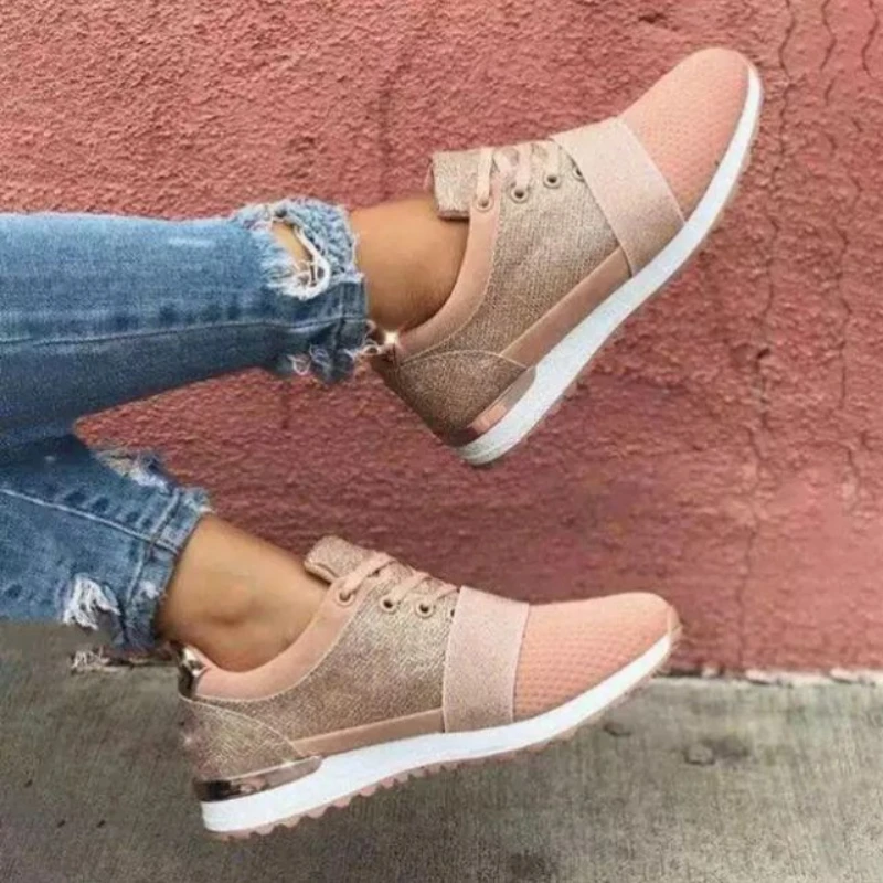 

2021 New Women Lace Up Casual Sports Shoes Fashion Splicing Flat Heel Mountaineering Comfortable and Breathable Hot Sell 6KF203