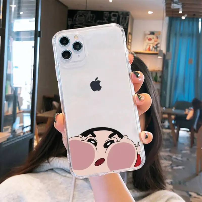 

japan cartoon Cute Crayon Shin chan Phone Case Transparent soft For iphone 5 5s 5c se 6 6s 7 8 11 12 plus mini x xs xr pro max
