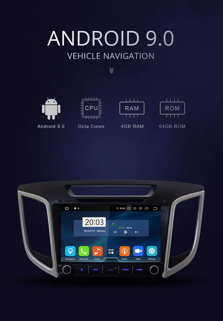 JDASTON Android 9,0 Автомобильный мультимедийный плеер для hyundai Creta ix25 4G+ 64G gps Навигация стерео 2 Din автомагнитола DVD Авто аудио DSP