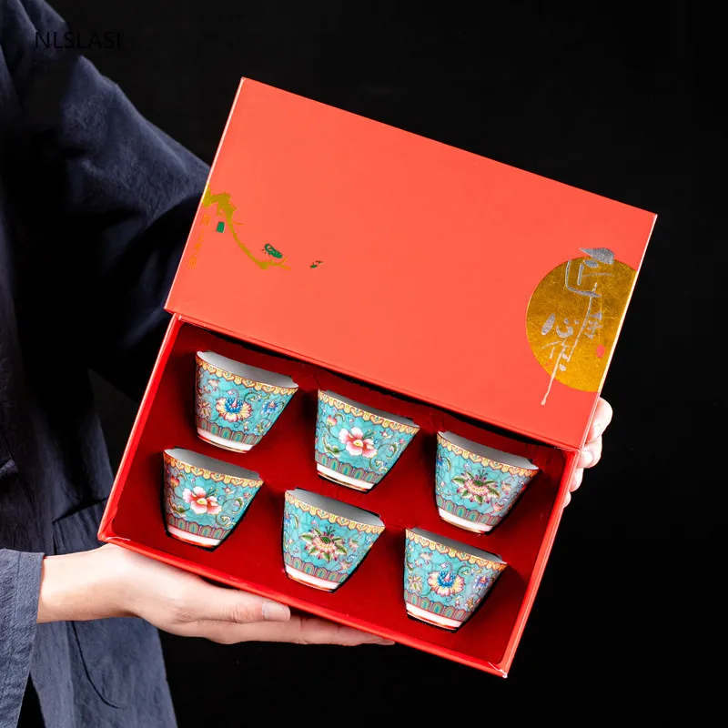 

Керамическая эмалированная чайная чашка Jingdezhen, портативная Красивая чайная чашка, домашняя Личная одинарная чашка, аксессуары для чайного ...