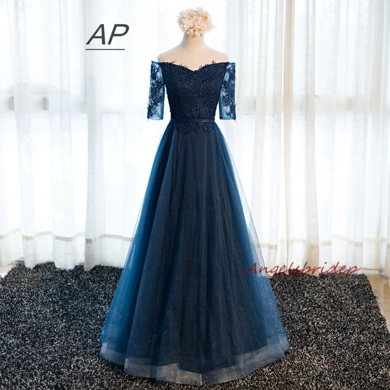 Angelsbridep 2 STORE Half Sleeves Bridesmaid Dress long Vestido Madrinha Sweetheart Appliques Full-Length Celebrity Gown |
