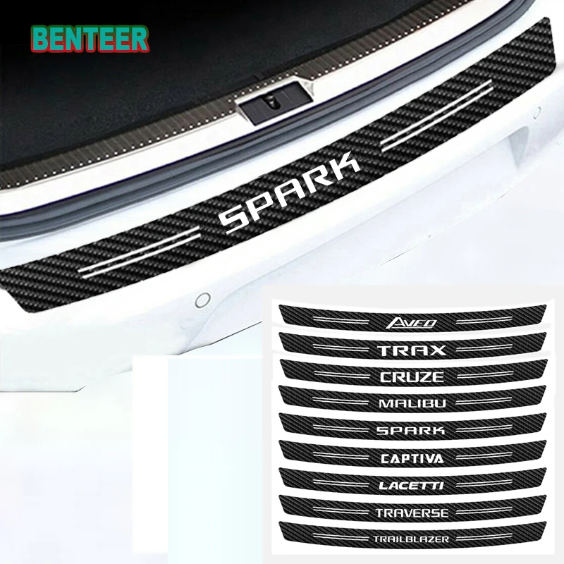 

Carbon Fiber Car Bumper Sticker For Chevrolet SPARK Aveo Trax Cruze Malibu Captiva Lacetti TRAVERSE Trailblazer Car Accessories