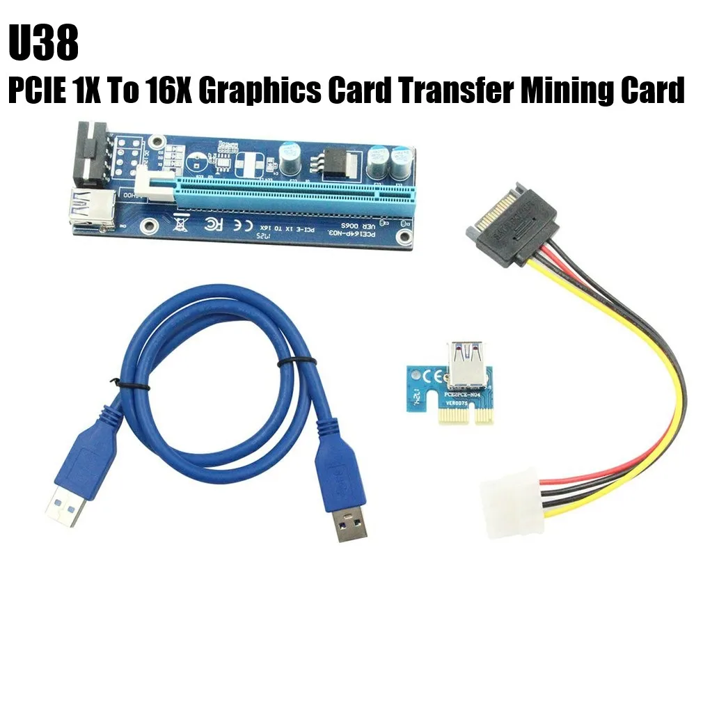 

U36 U37 U38 PCIE 1X To 16X Graphics Card Transfer Mining Card Extended Cable With 60cm Usb Cable For Xp / Win 7 / 8 / 10
