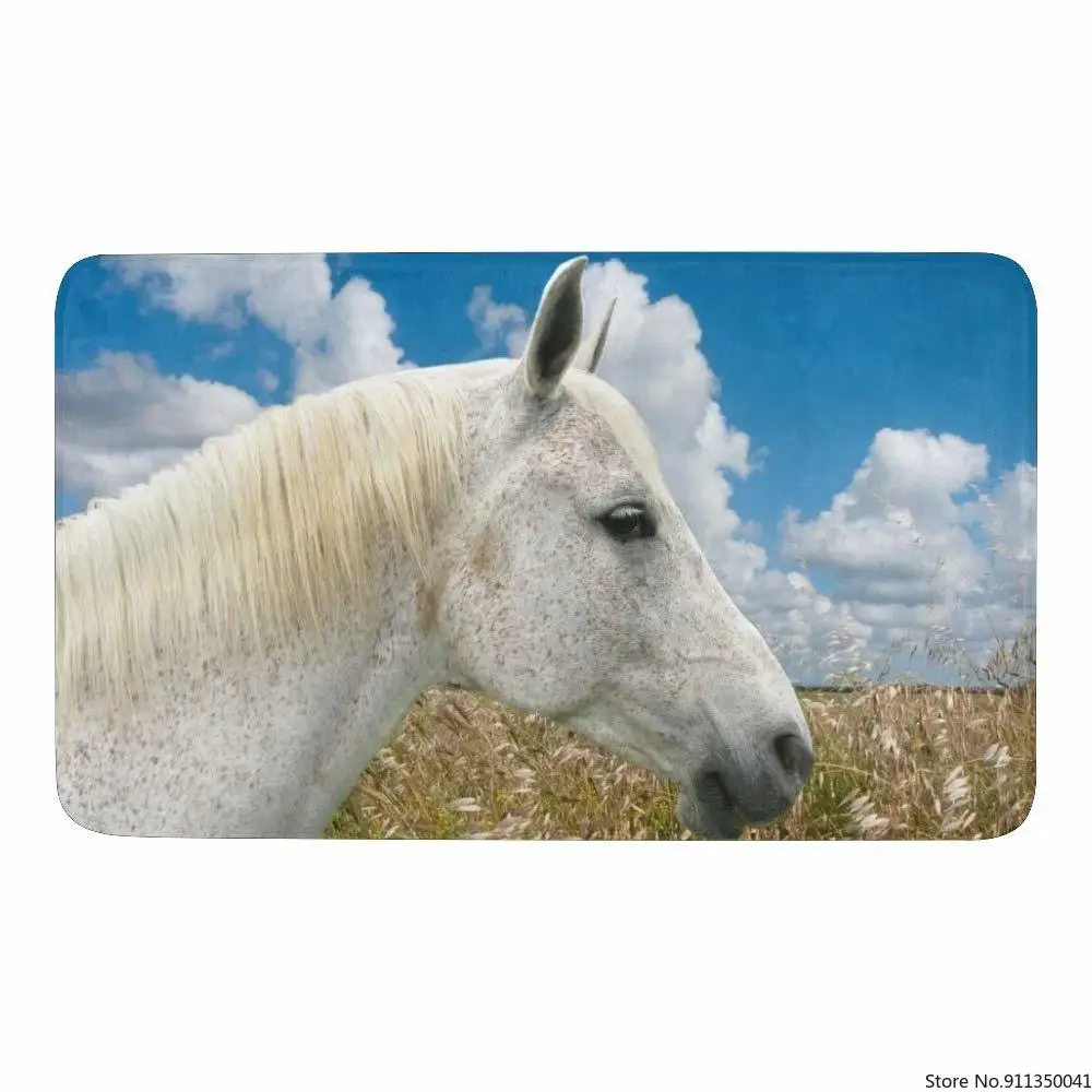 

Non-Slip Masculine Stallion Horses Run in Farm Filed Animal Doormat for Outdoor Indoor Decorative welcome mats Rubber Mat