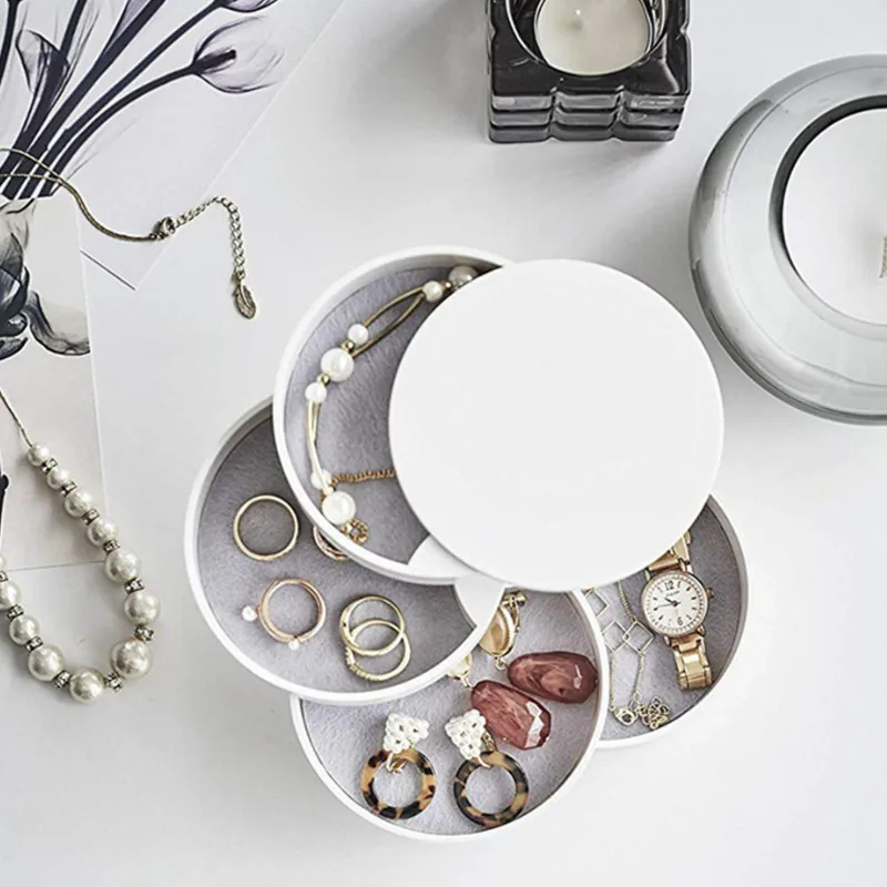 Многослойный пластиковый бокс для хранения ювелирных изделий вращающийся