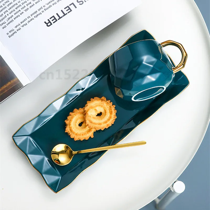 Зеленая Скандинавская керамическая кофейная чашка европейская роскошная для