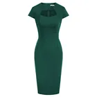 Женское офисное винтажное облегающее платье-карандаш Gk на молнии с рукавами-крылышками и бедрами