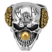 creative new skull ring soldier the joker face ring funny clowns finger ring with lettering ha ha ha for men party jewelry