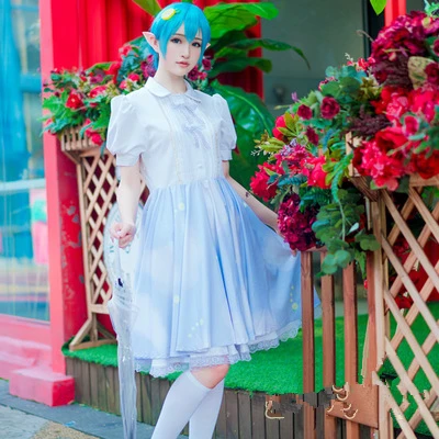 

Hight Quality Anime Aotu World Anlijie Lemon Lolita Dress Woman Cosplay Costume Dress + Underslip + Lemon + Elf Ears + Socks