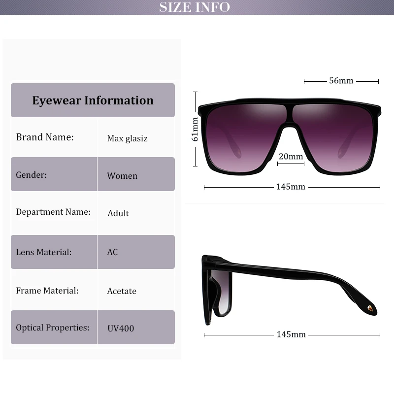 Женские солнцезащитные очки в большой оправе градиентные Max Glasiz Летний стиль