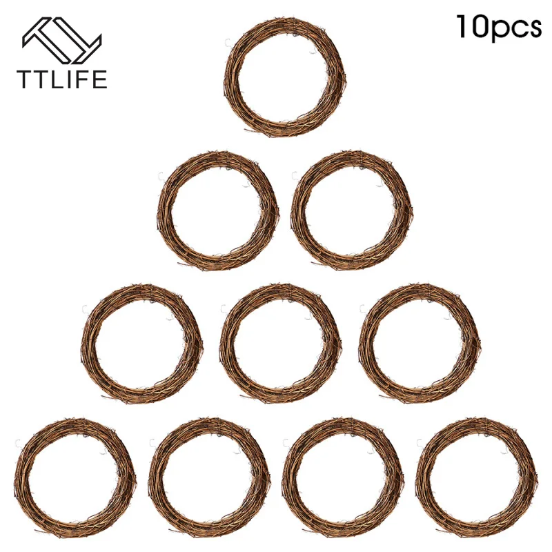 

TTLIFE 10pcs Wedding Decoration Home Party Wedding Wreaths Garland Material Rattan Wreath DIY Chritmas Wreath Party Supplies