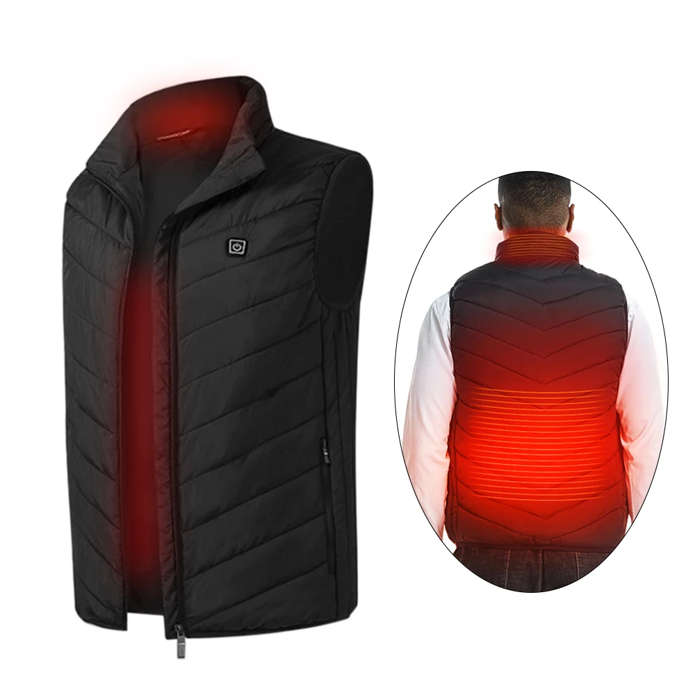 

Heated Vest Heating Jacket Warmer Thermal Waistcoat USB 3 Levels Adjustable Temperature High Collar Zipper Winter Warm Clothing