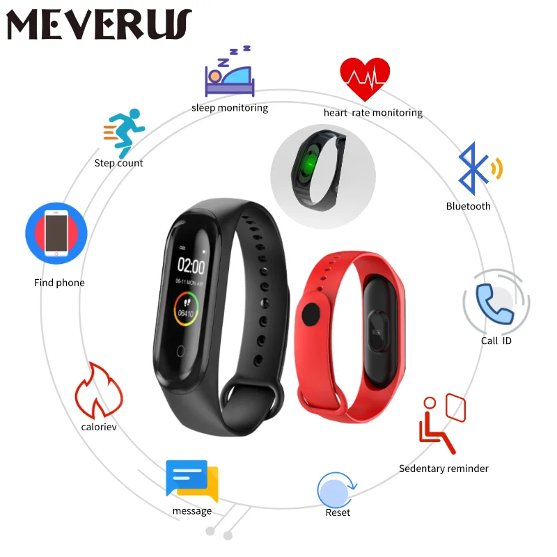 Цветной экран M4 смарт браслет с пульсометром фитнес трекер кровяное давление