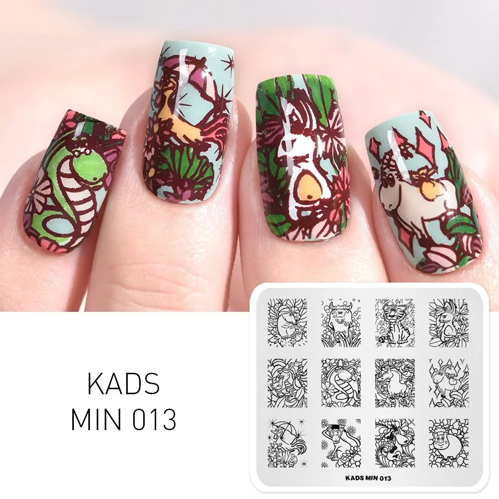 MIN 013 KADS пластины для стемпинга ногтей 33 дизайна, серия MIN, накладные изображения, шаблонные штампы, сделай сам, маникюрный штамп, трафарет для дизайна ногтей - Цвет: MIN 013