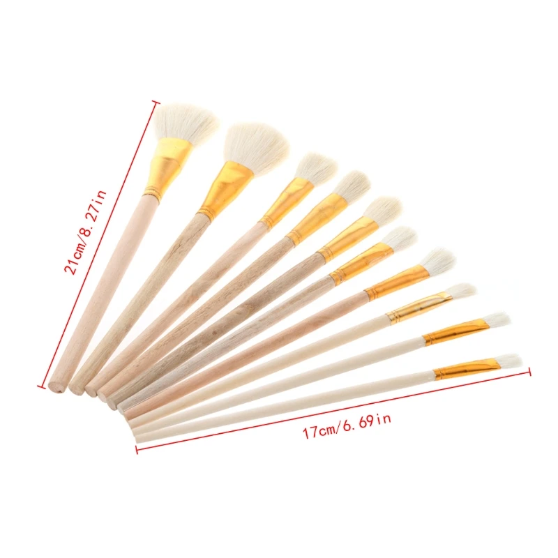 10Pcs Brushes Set for Art Painting Oil Acrylic Watercolor Drawing Craft DIY Kid G88D