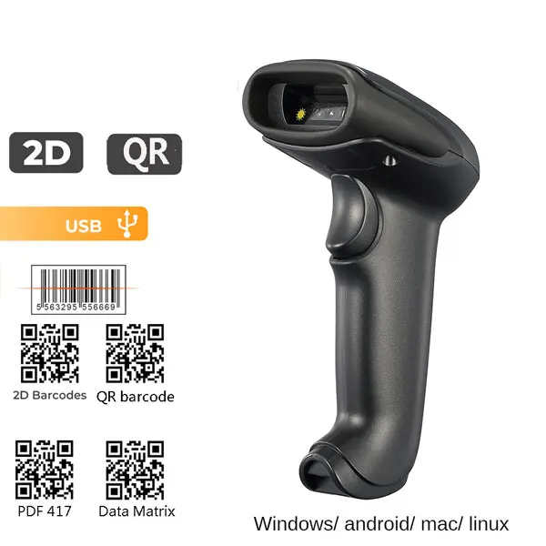 I2DBC041-BK ISSYZONEPOS 1D 2D сканер штрих-кода проводной USB Считыватель Штрих-Кода Windows/Mac/Linux супермаркет/книжный магазин/логистический сканер кода - Цвет: I2DBC041-BK