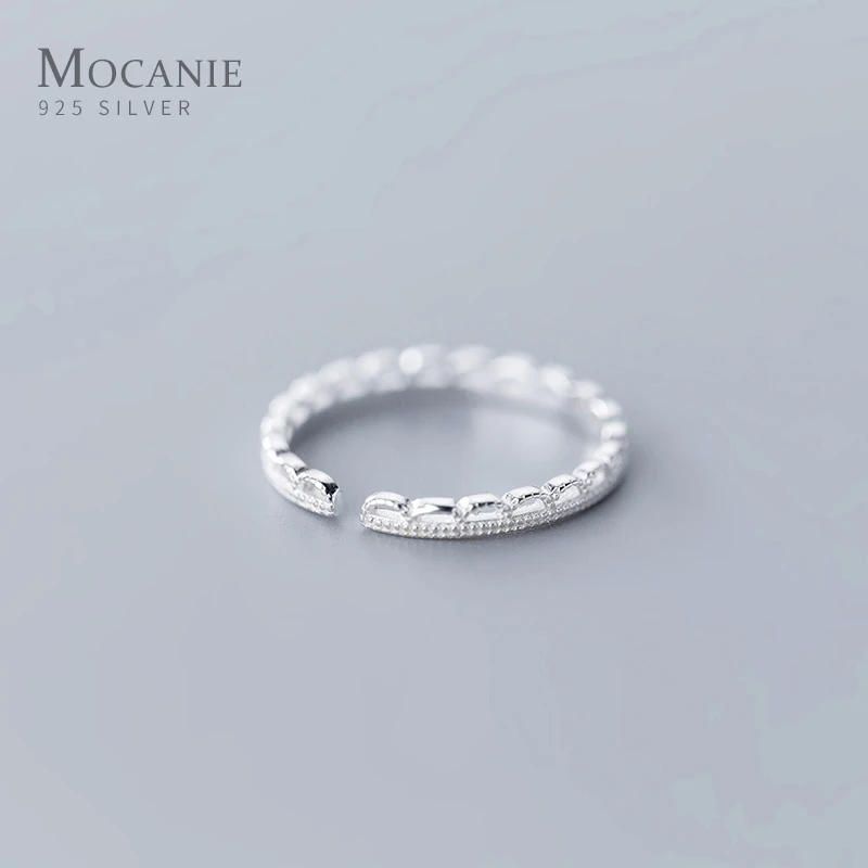 

Mocanie Hight Quality 925 Sterling Silver Lace Pattern Opening Finger Ring for Women Geometric Wave Adjustable Ring Fine Jewelry