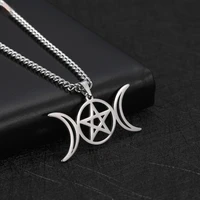 2021 simple nordic pentagram moon pendant men women silver plated titanium steel necklace fashion men women daily wear jewelry