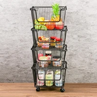 removable multi functional kitchen storage racks with wheels vegetable fruit basket stackable organizer metal storage shelves