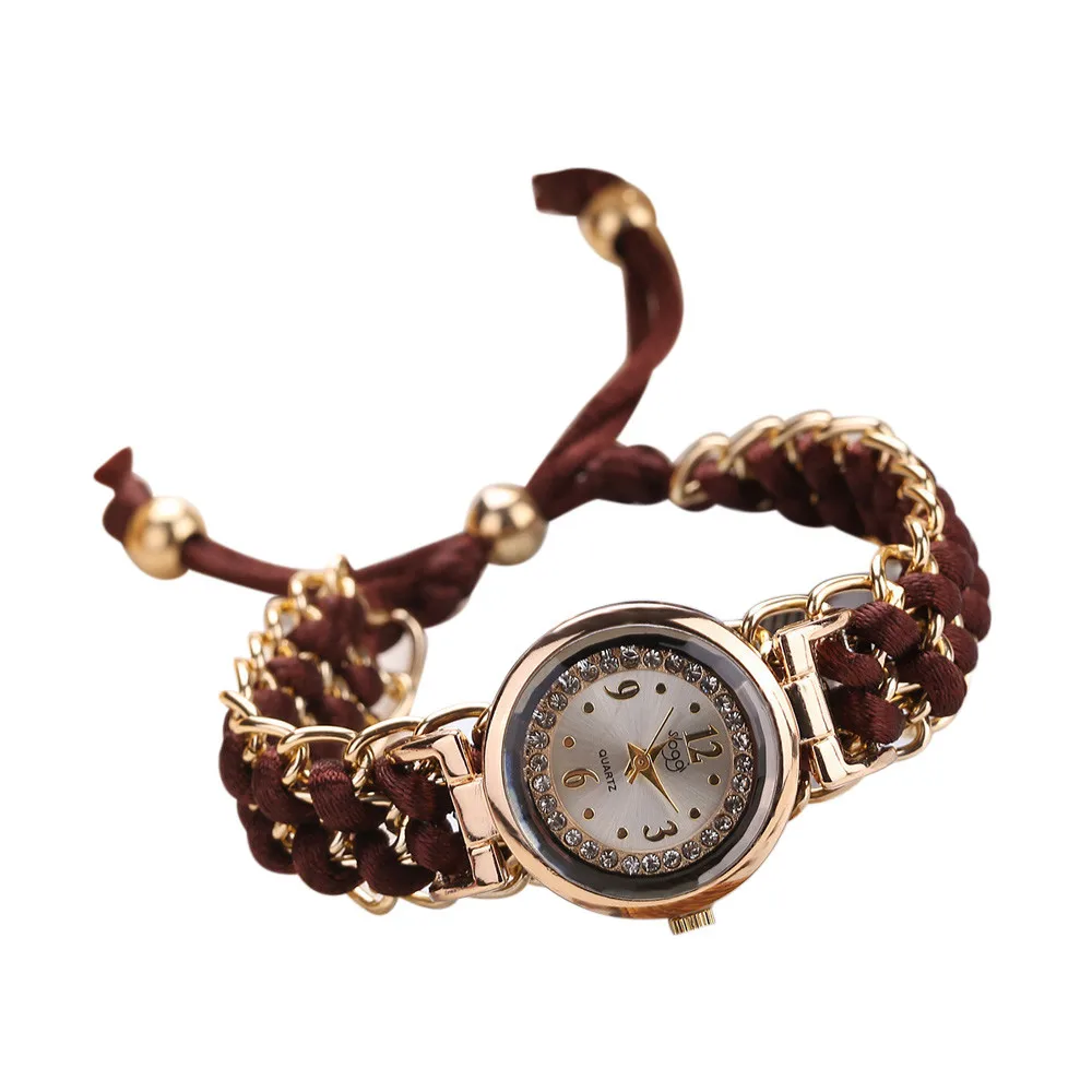 

2021 New Analog Quartz Movement Watch For Women Reloj Mujer Clock Gifts Women's Watches Knitting Rope Chain Winding Wristwatches