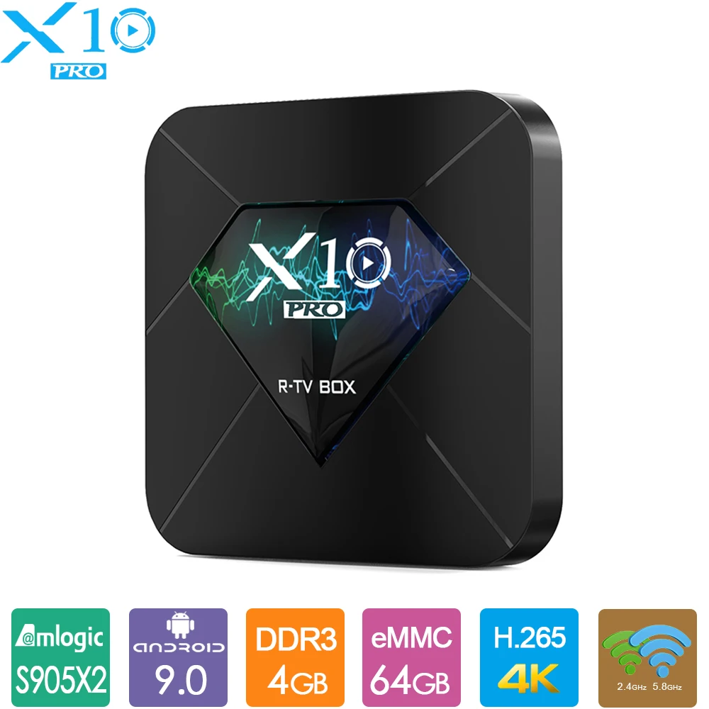 ТВ приставка R TV X10 Pro Android 9 0 Amlogic S905X2 4 ГБ 32 64 BT4.0 USB3.0 2 4G/5G Wi Fi 3D 4K HDR