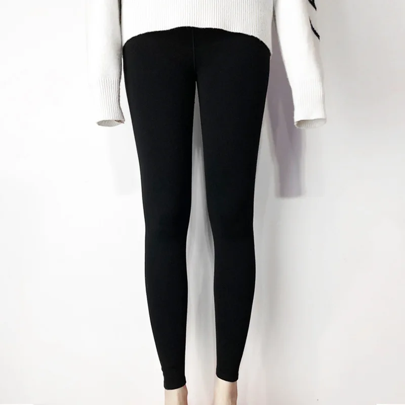 

Осенне-зимние кашемировые бесшовные цельнокроеные леггинсы однотонные облегающие трикотажные брюки