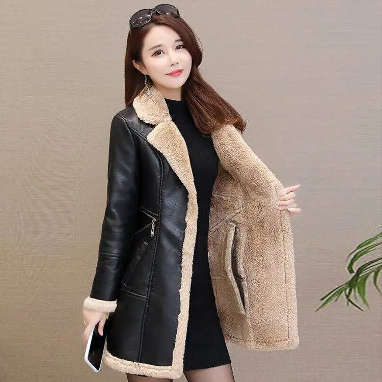 Женское зимнее пальто из полиэстера с длинным рукавом и толстой подкладкой