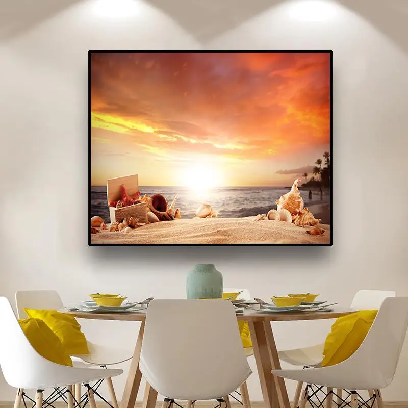 

Scandinavian Sunshine Beach Scenery Canvas Painting Nordic Wall Art Posters And Prints Wall Picture For Living Room Decoration