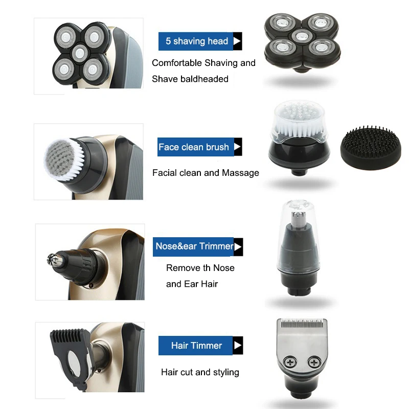5in1 Электробритва Триммер для носа и ушей машинка стрижки бороды усов Машинка