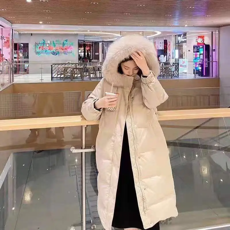 

Nicesnowl new down Jacket SecondsVelvet White Duck down with Natural Wool down Jacket Long Lace-up