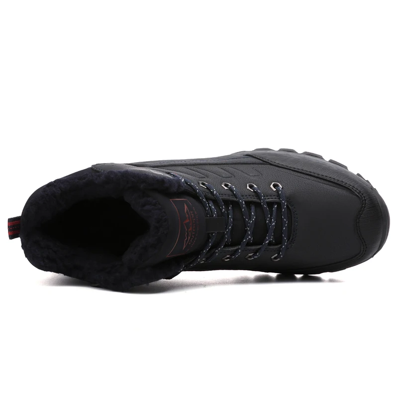 Мужские кожаные ботинки BTMOTTZ черные повседневные рабочие с теплым мехом