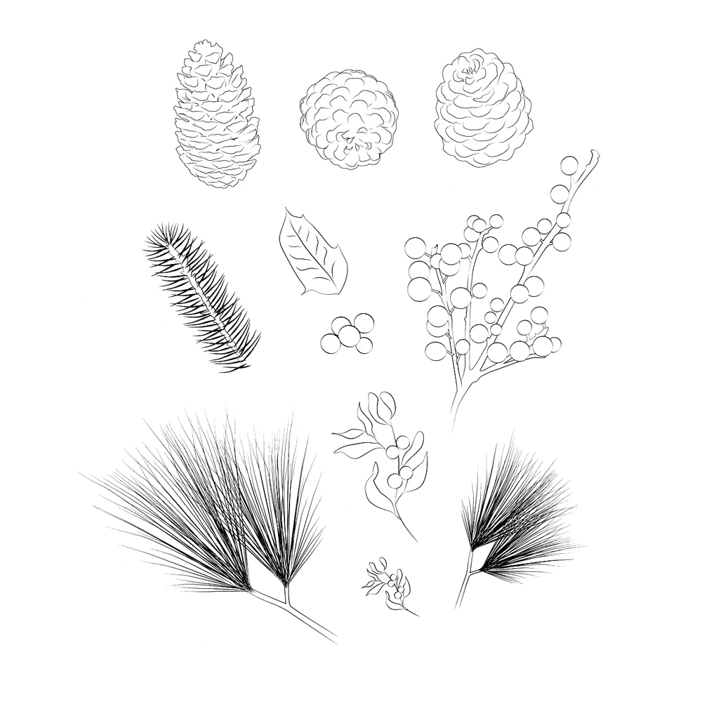 

Pine cones and pine needles Transparent Clear Silicone Stamp/Seal for DIY scrapbooking/photo album Decorative clear stamp