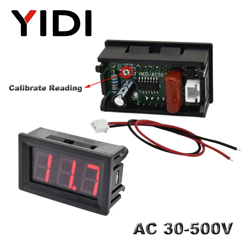 AC 30-500V AC 30-500V AC 0-600V 0,56 ''Цифровой вольтметр калибровка чтения DC 3,5-30 V DC 0-100V красный зеленый синий отображение напряжения на светодиодном дисплее - Цвет: AC 30-500V