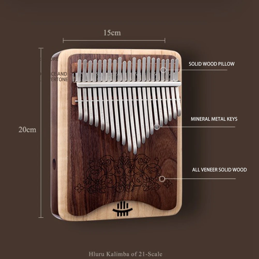 

Hluru Kalimba 21 Keys Tap the Sides to Make a Wah Sound Thumb Piano Finger Wooden Musical Instrument for Beginner