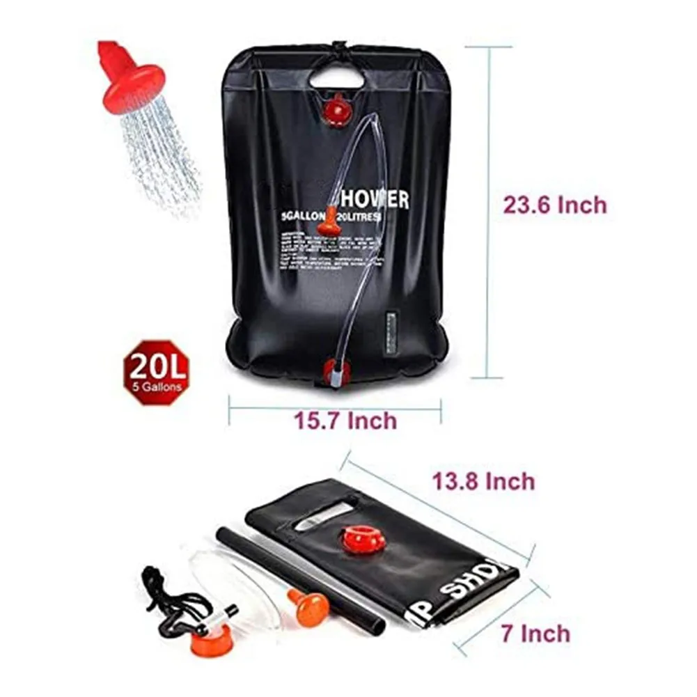 

5 Gallon Shower Bag With SwitchHose And Shower Head For Camping Portable Bag Outdoor Shower Tool Camping Accessories