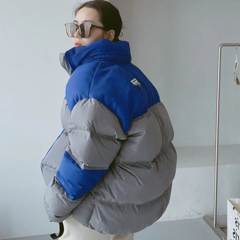 

ADER Down Jacket Female Design Sense Niche White Duck Down Loose Logo Patch Color Matching to Keep Warm Oversized Men's Jacket