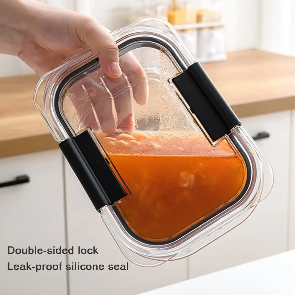 

Kitchen Rectangular Transparent Fresh-keeping Box Plastic Microwave Bento Box Leak-proof Picnic Food Storage Container
