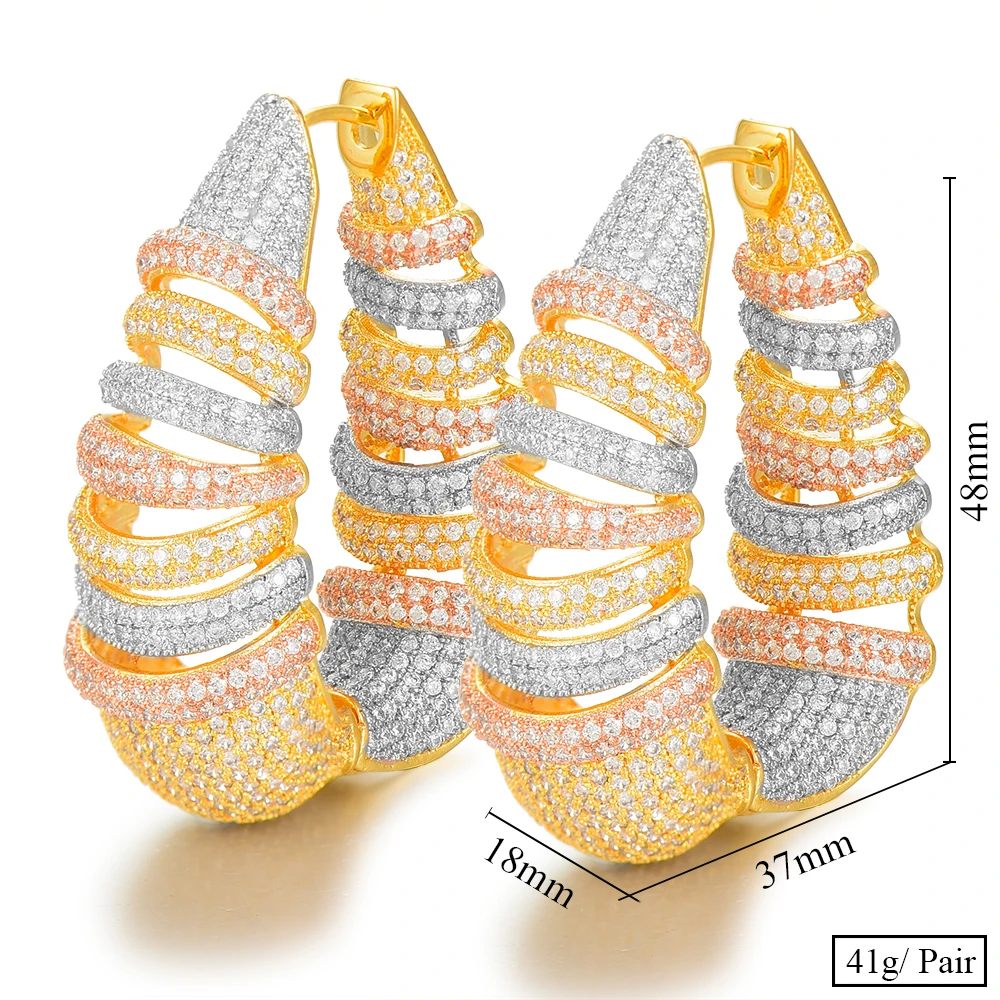 Godki роскошный спиральный провод массивные большие серьги кольца для женщин