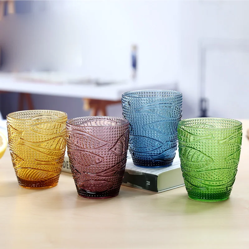 Новый год 4 шт красочные сок стекло рельеф молоко чашка кружка модные подарки на