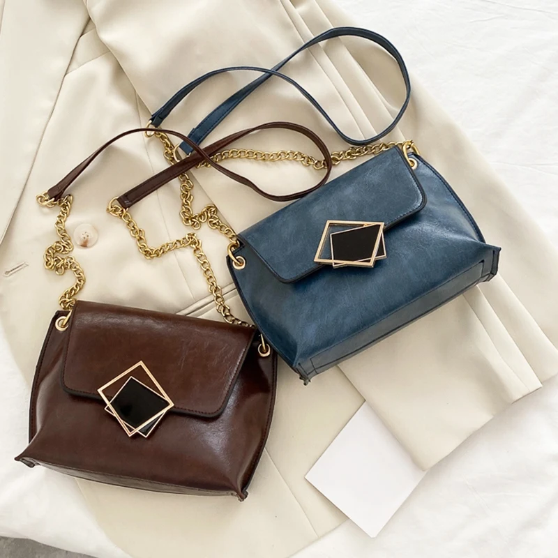 

FGGS-Shoulder Bag Handbag PU Female Bag All-Match Girl Messenger Bag Chain Small Bag Wallet