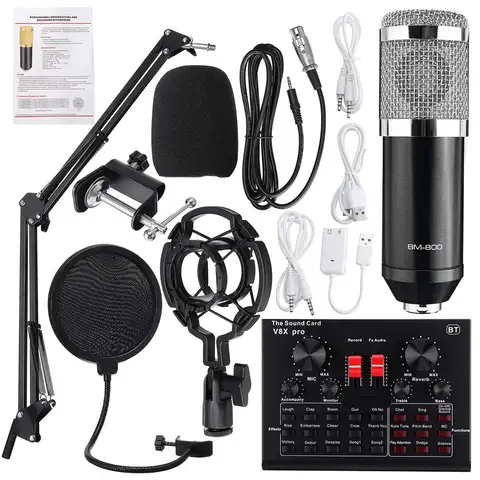 Профессиональный микрофон BM 800, микрофон для караоке, конденсаторный микрофон для компьютера, студийная запись