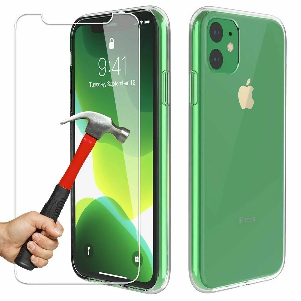 

Coque For iPhone 12 11 PRO/MAX/X/XS/XR 2019 8/7/6S/SE +Vitre Protection Verre tremp