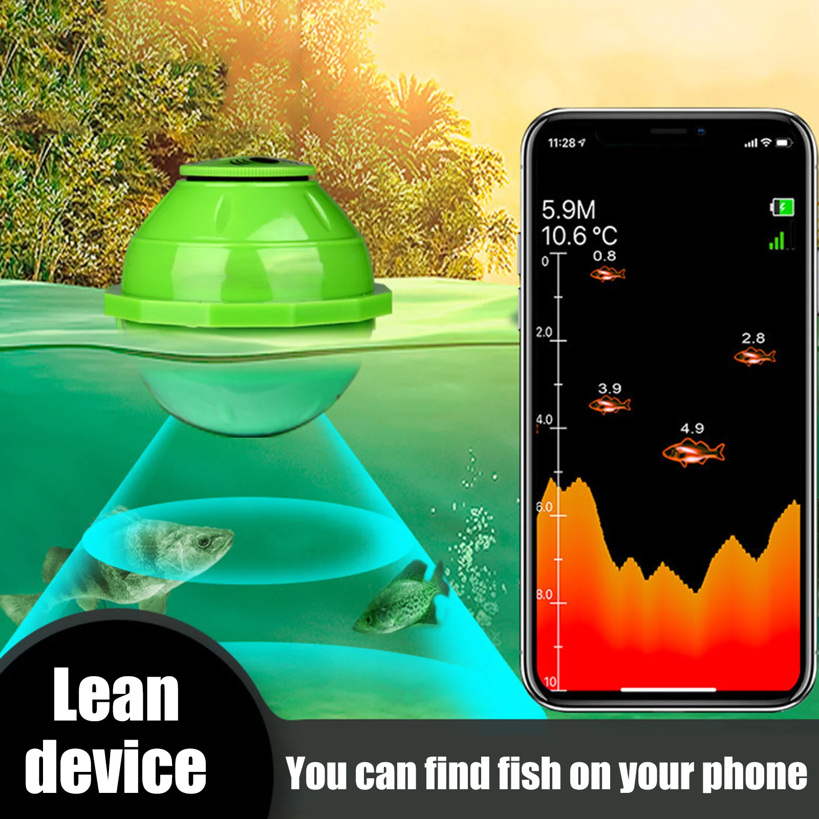 Smart sonar WiFi wireless portable fish detector visual fishing device compatible with IOS Android xr-hot | Спорт и развлечения