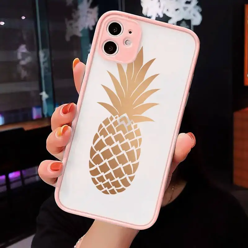 

gold flower fruit Phone Cases Matte Transparent for iPhone 7 8 11 12 s mini pro X XS XR MAX Plus cover funda