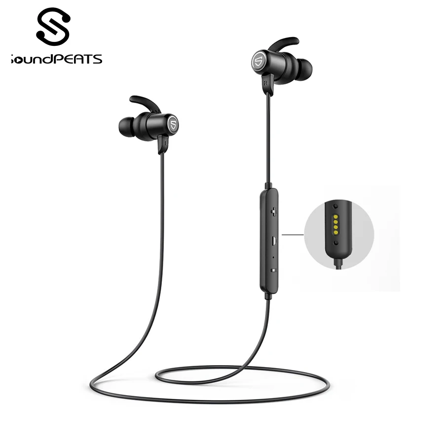 SounPEATS Bluetooth 5,0 беспроводные наушники IPX8 водонепроницаемые спортивные наушники с магнитной зарядкой APTX HD 14 часов воспроизведения