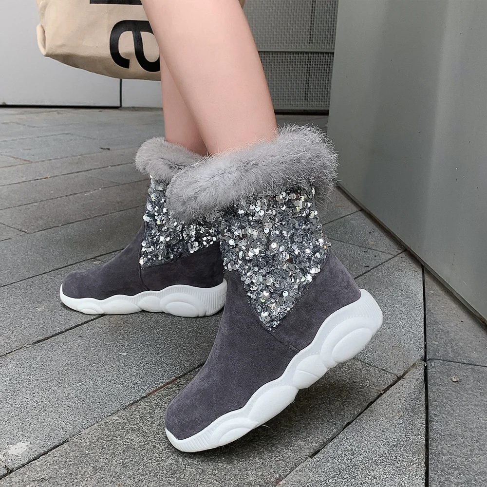 New Popular Women Snow Boots Ladies Increased Heels Winter 2019 White Warm Fur Platform Shoes Woman | Обувь