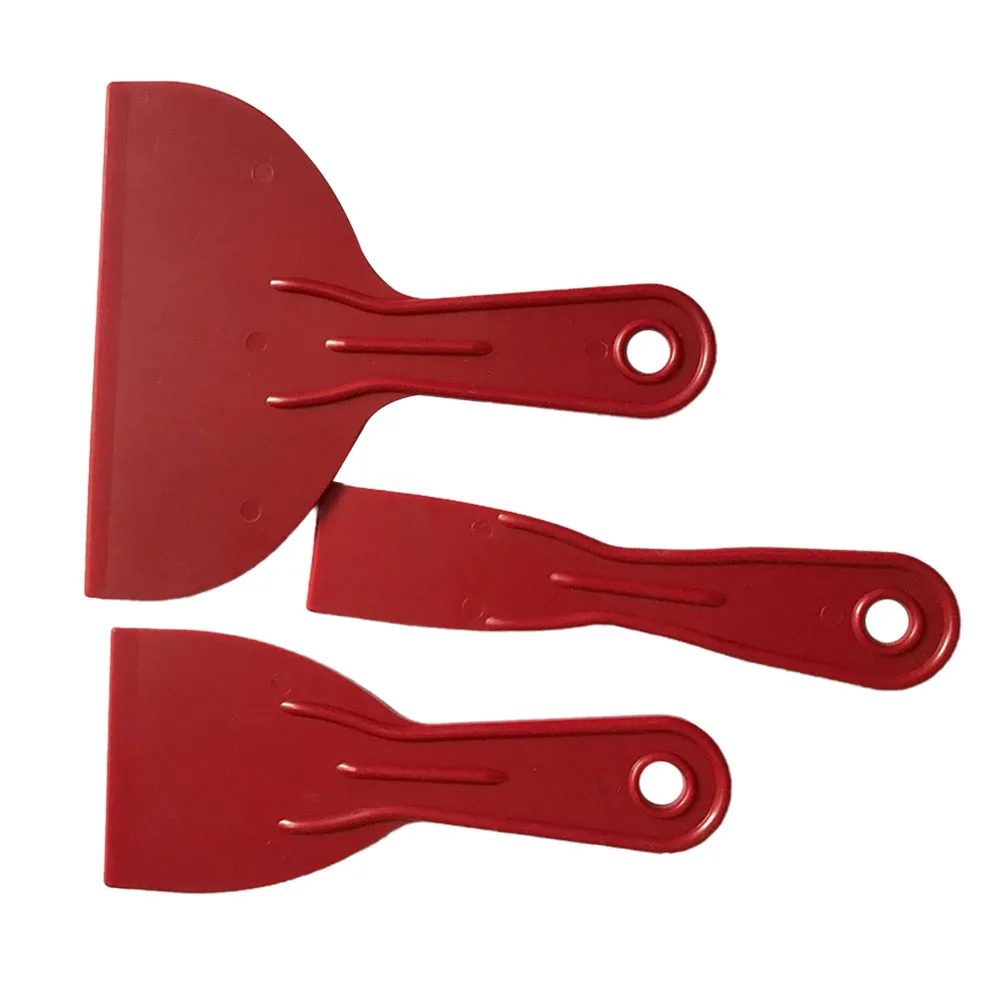 

3pcs Spatula Putty Construction Reusable Durable Job Done Scraper Set Spreader Filler Hand Tools Red Wall Home Floor Easy Clean