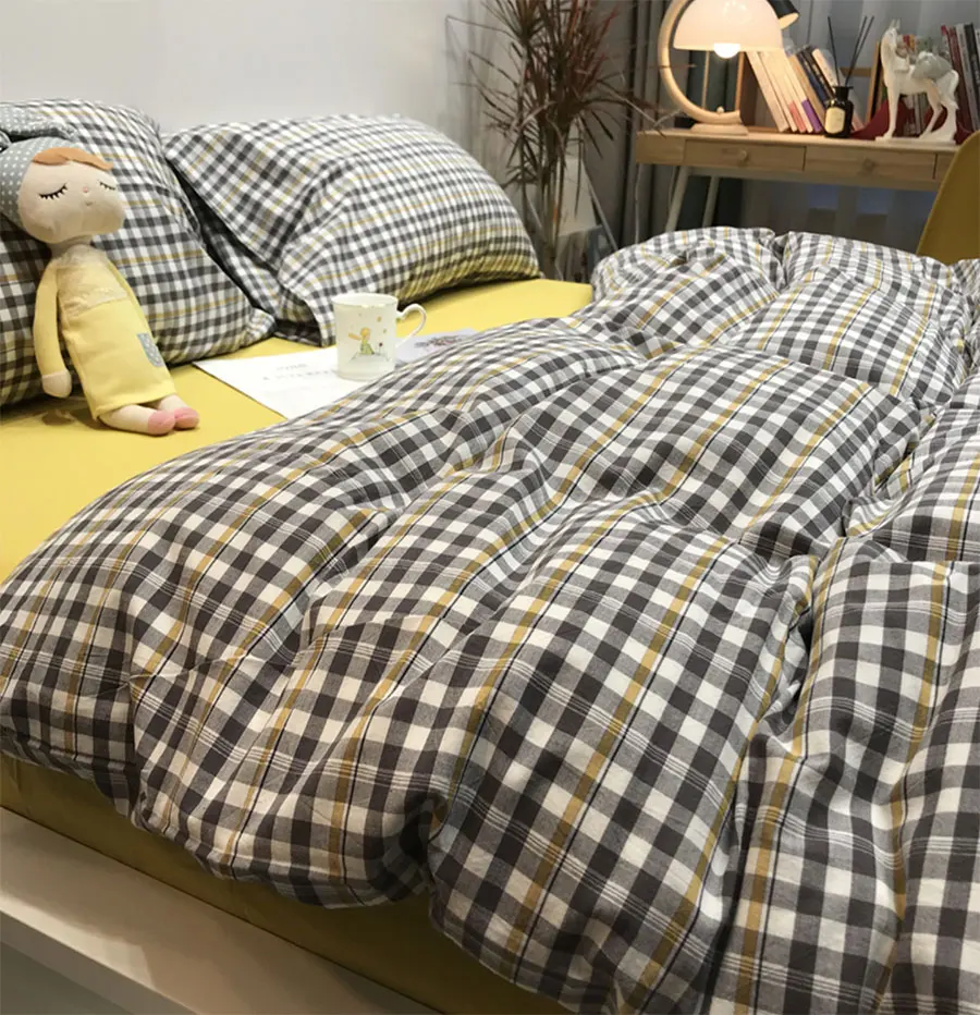 

Simple plaid geometric bedding set adult,single double cotton twin full queen King home textile bed sheet pillowcase duvet cover