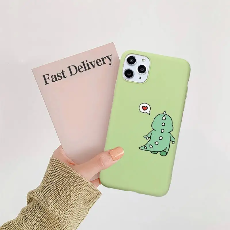 

Cute little dinosaur cartoon Phone Case Candy Color for iPhone 6 7 8 11 12 s mini pro X XS XR MAX Plus